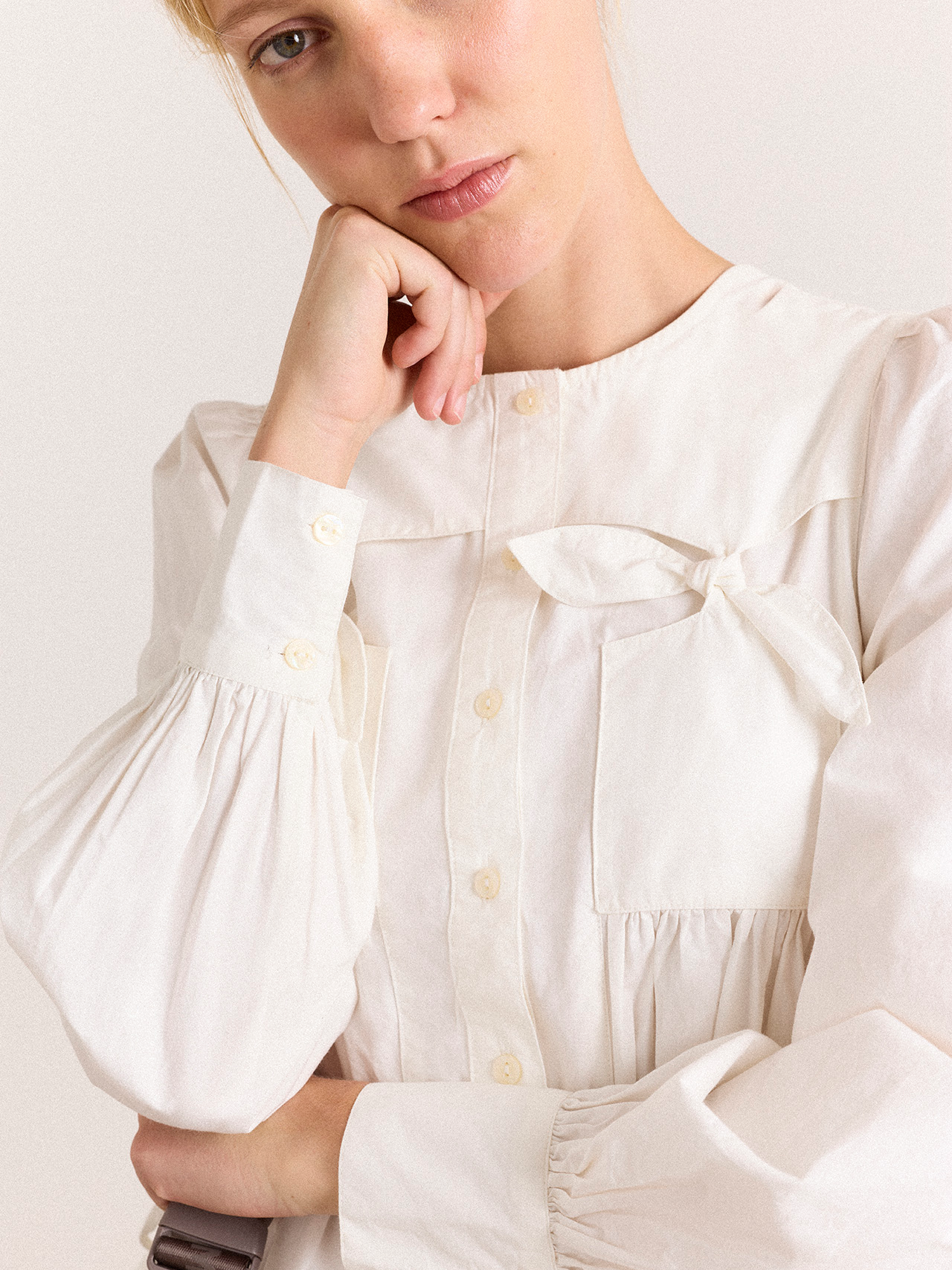 DAMSON MADDER Lettie Bo Detail Blouse - White