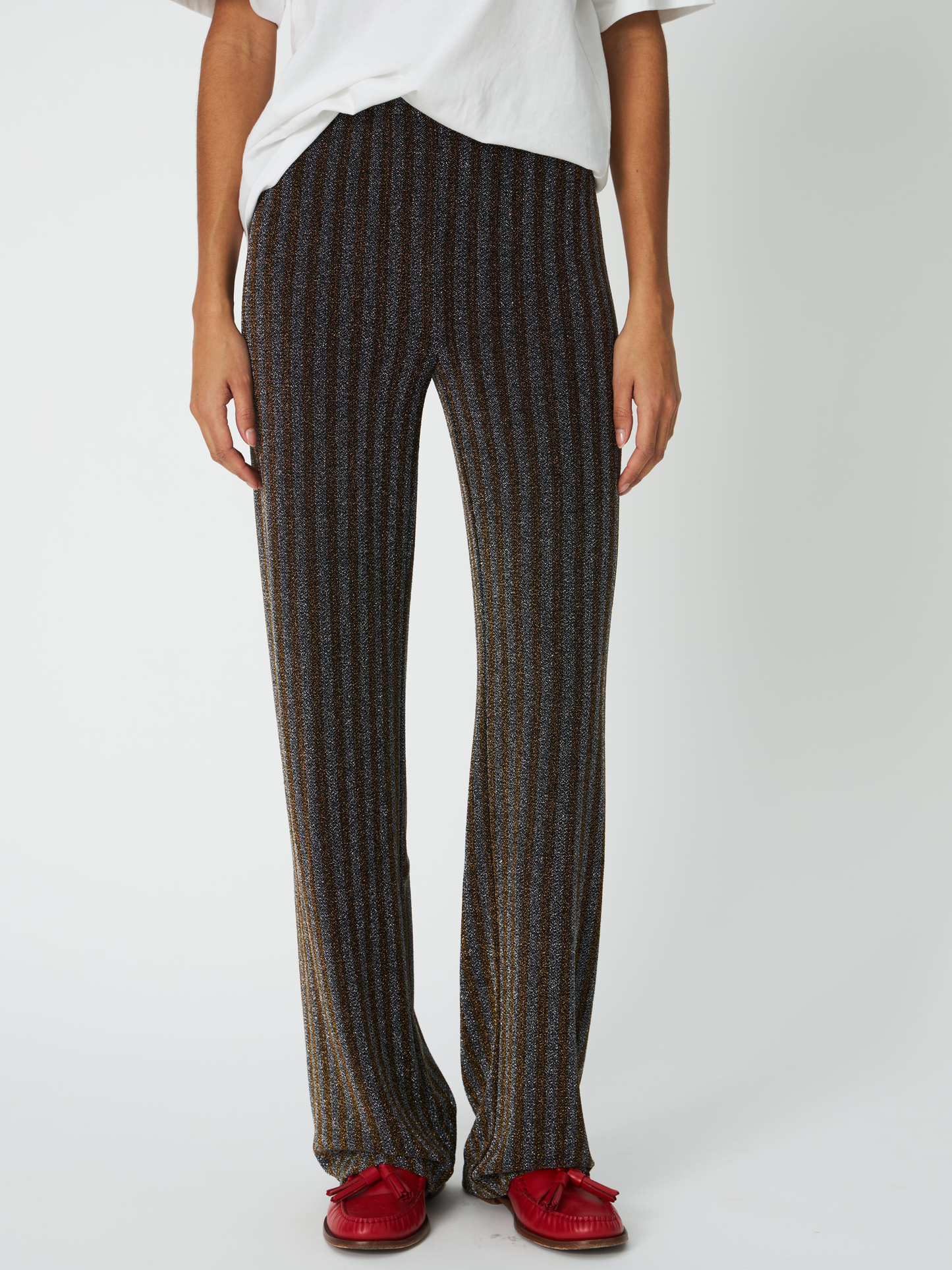 STELLA NOVA Striped Lurex Jersey Pants
