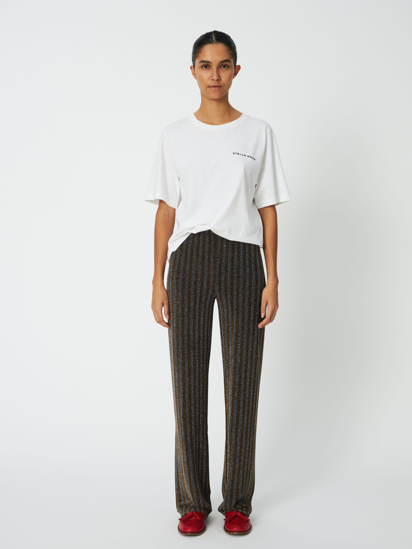 STELLA NOVA Striped Lurex Jersey Pants