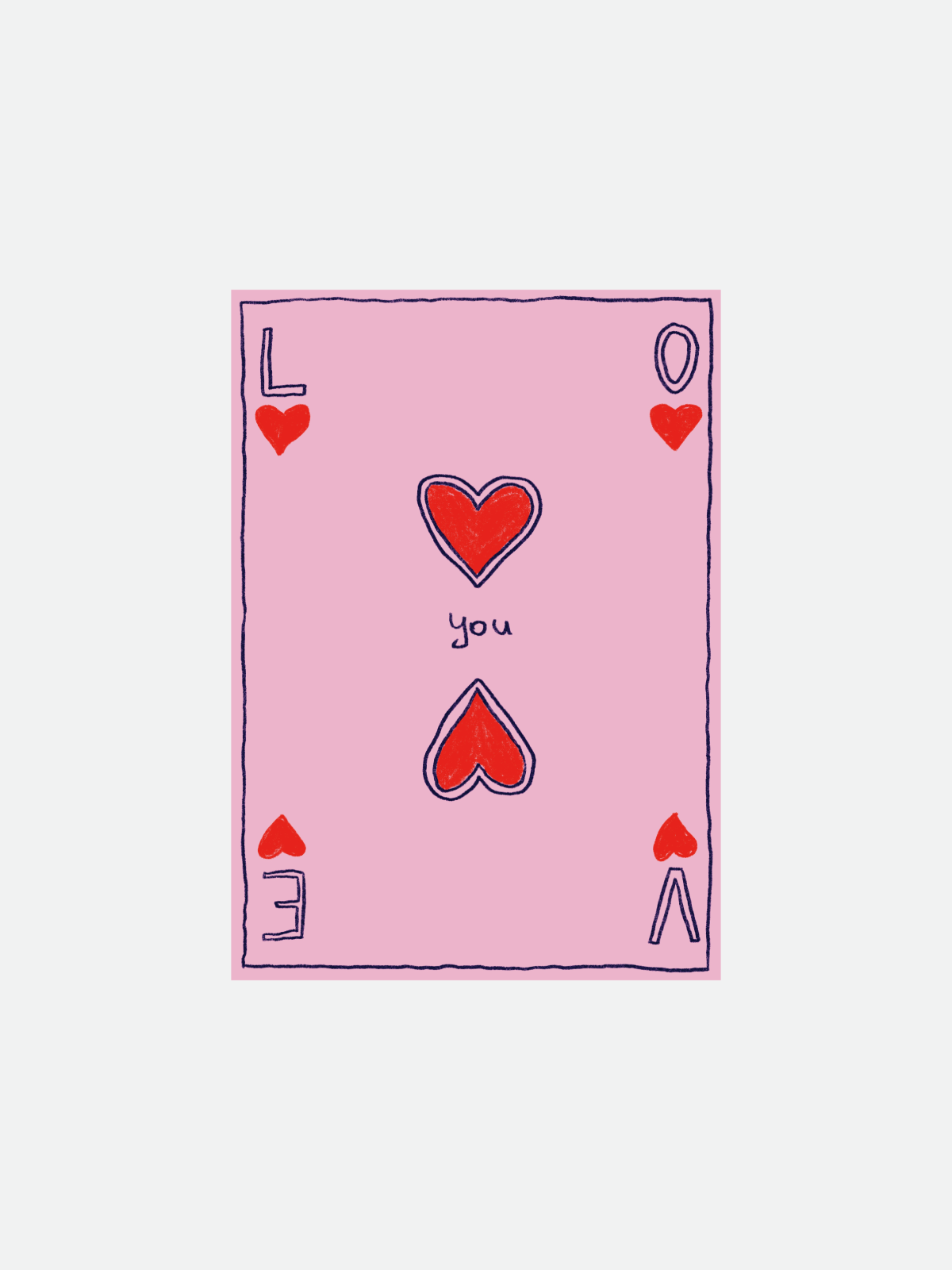 Studio 28 Hand Drawn Postcards - Love You - pink - Karte