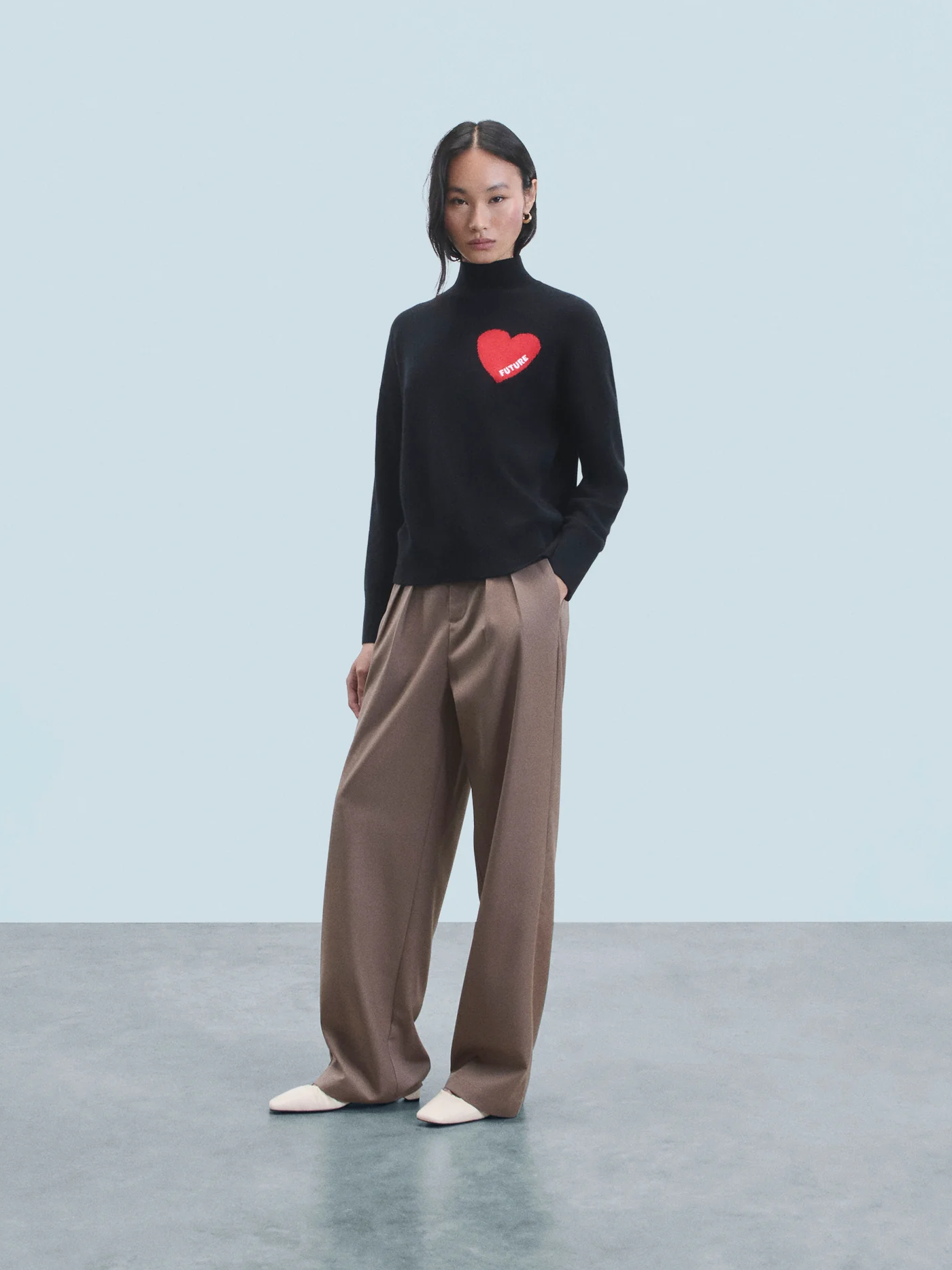 FROM FUTURE Mock Neck Sweater Heart