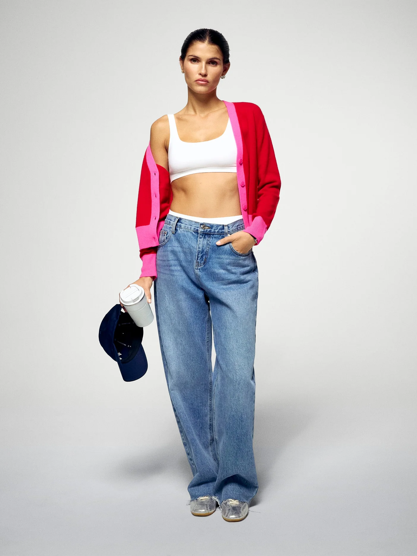 FROM FUTURE Hot Red Cardigan Sweater - Strick