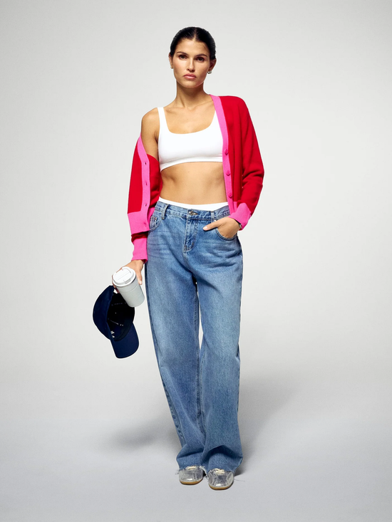 FROM FUTURE Hot Red Cardigan Sweater - Strick