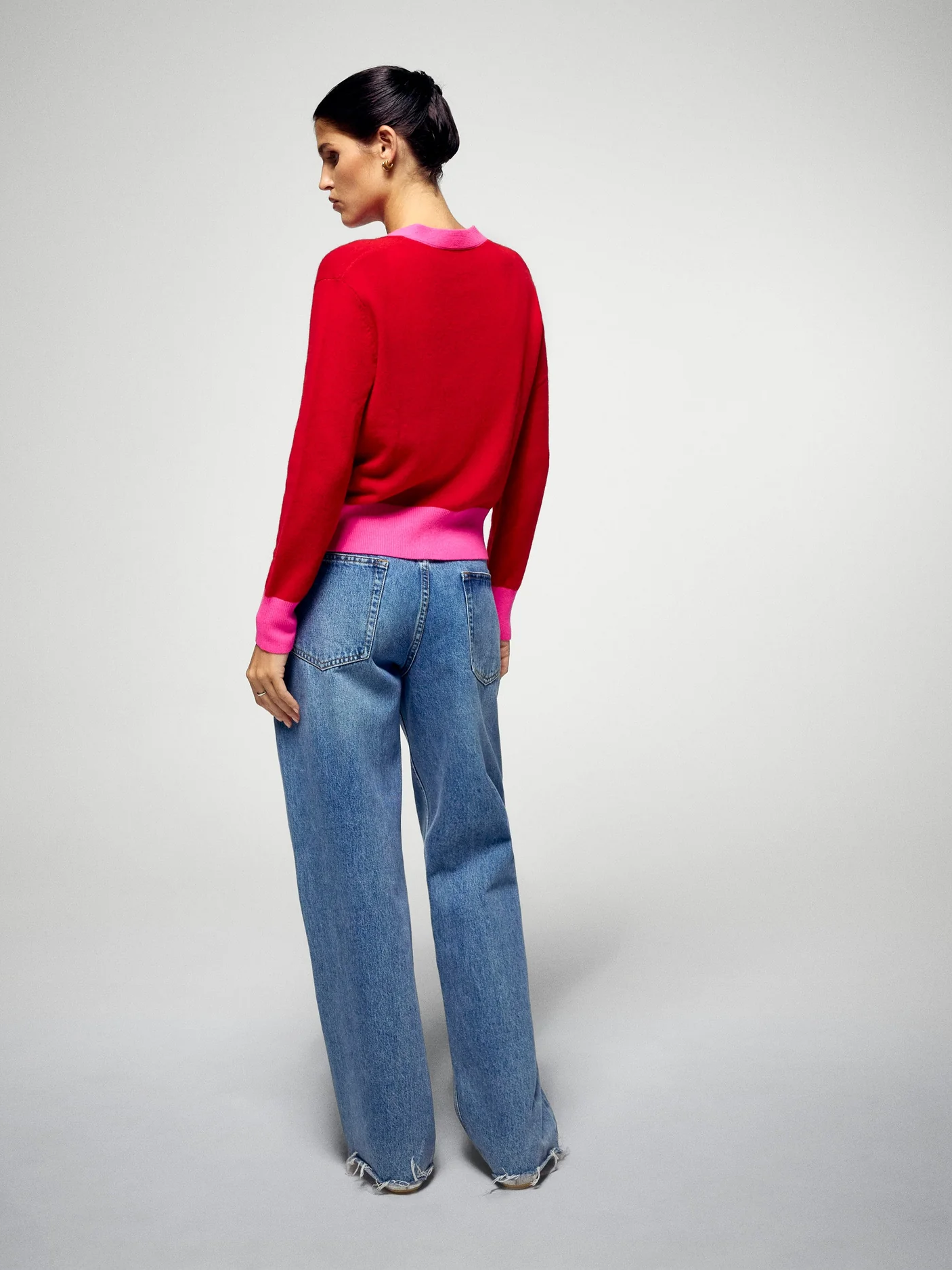 FROM FUTURE Hot Red Cardigan Sweater - Strick