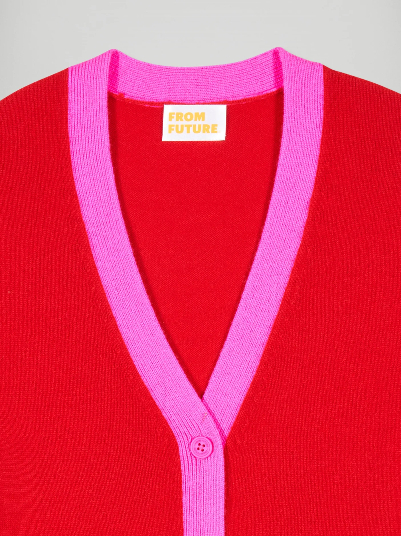 FROM FUTURE Hot Red Cardigan Sweater - Strick