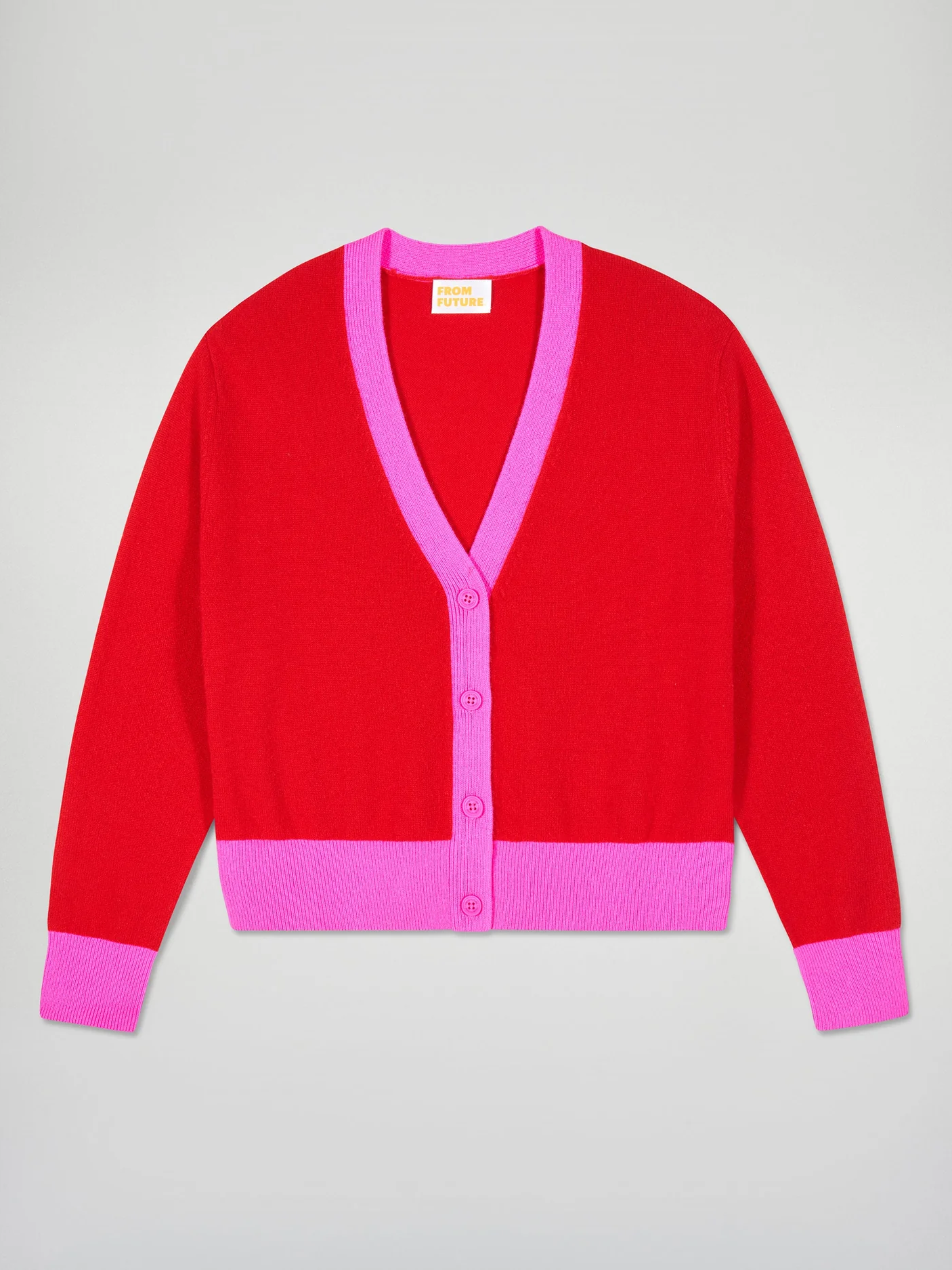 FROM FUTURE Hot Red Cardigan Sweater - S - Strick