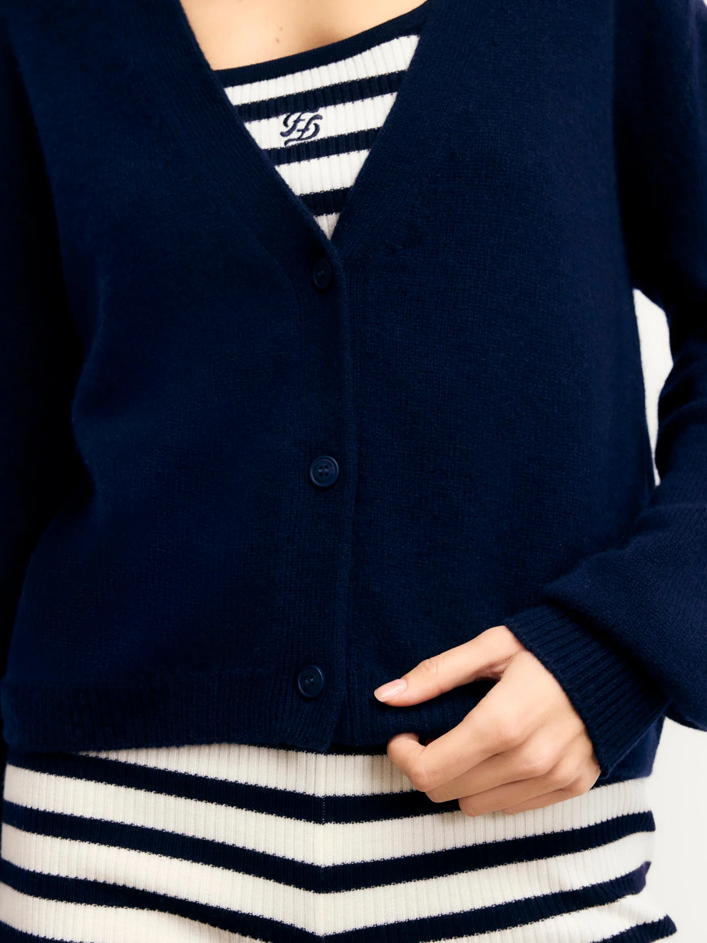 FROM FUTURE Navy Cardigan Sweater - Strick