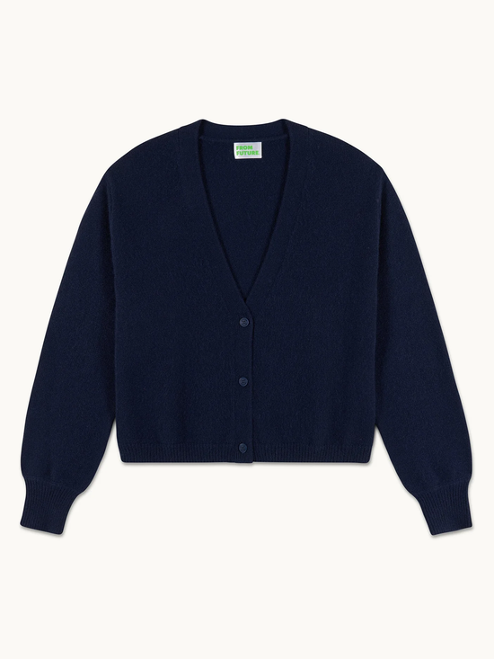 FROM FUTURE Navy Cardigan Sweater - S - Strick