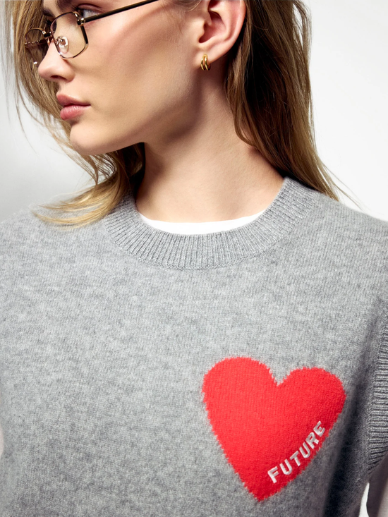 FROM FUTURE Sleeveless Heart Vest Grey - Strick