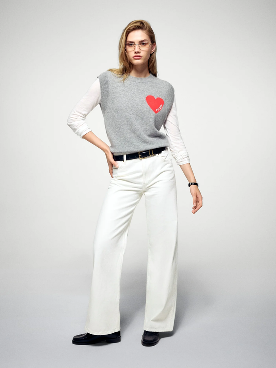 FROM FUTURE Sleeveless Heart Vest Grey - Strick