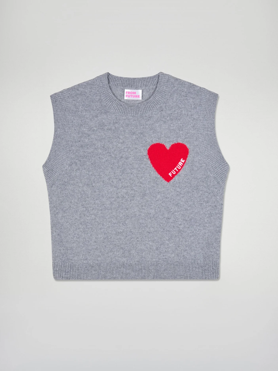 FROM FUTURE Sleeveless Heart Vest Grey - S - Strick