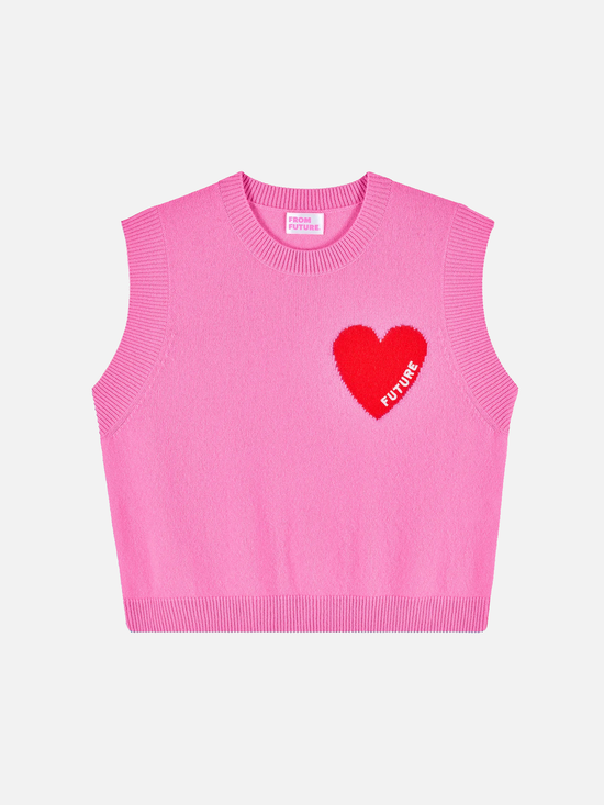 FROM FUTURE Sleeveless Heart Vest Fantasy Pink - S - Strick