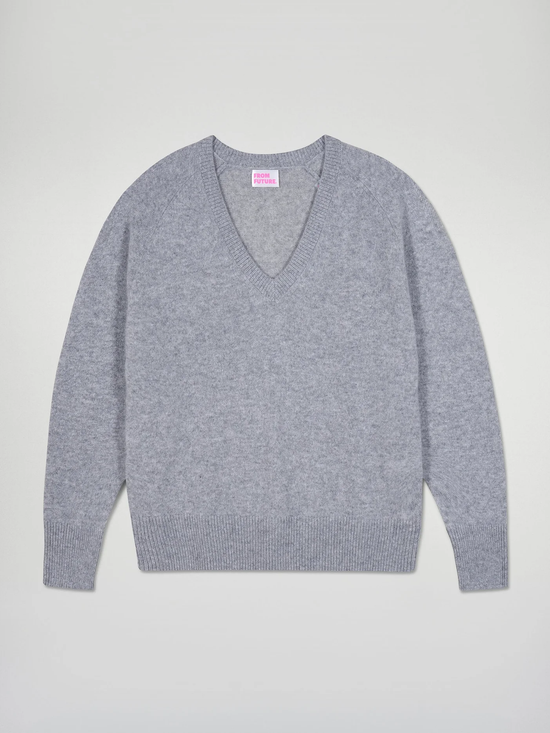 FROM FUTURE V-Neck Sweater Grey - S - Strick