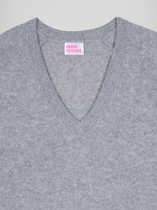 FROM FUTURE V-Neck Sweater Grey - Strick