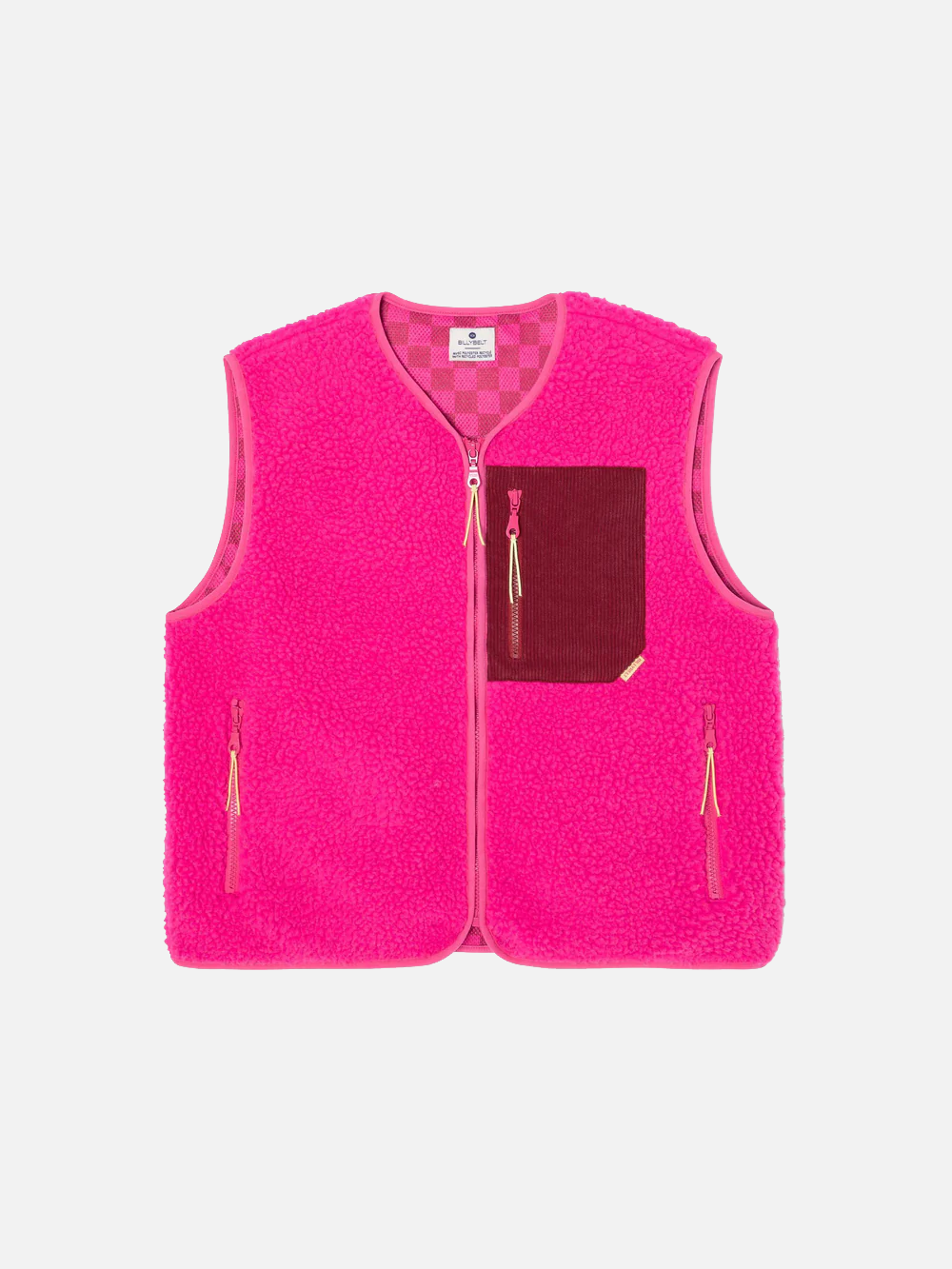 BILLYBELT Sleeveless Sherpa Zip Jacket - Pink