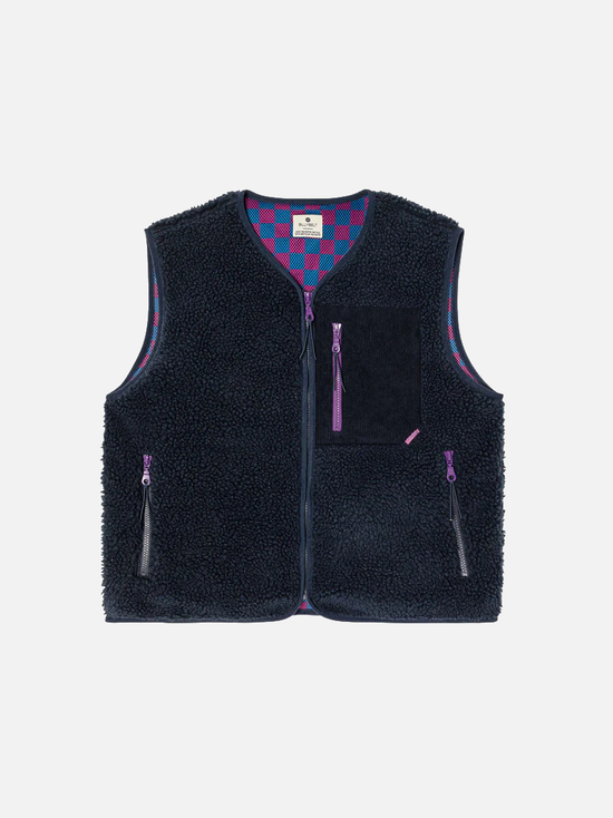 BILLYBELT Sleeveless Sherpa Zip Jacket - Navy - S - Weste