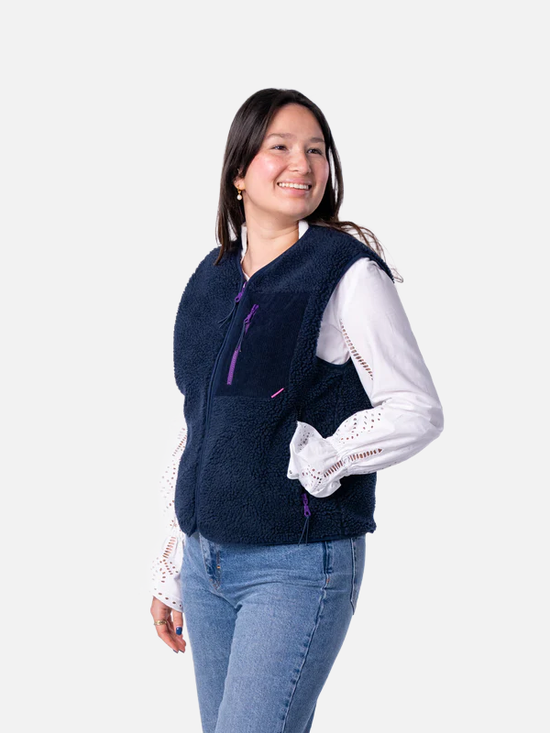 BILLYBELT Sleeveless Sherpa Zip Jacket - Navy - Weste