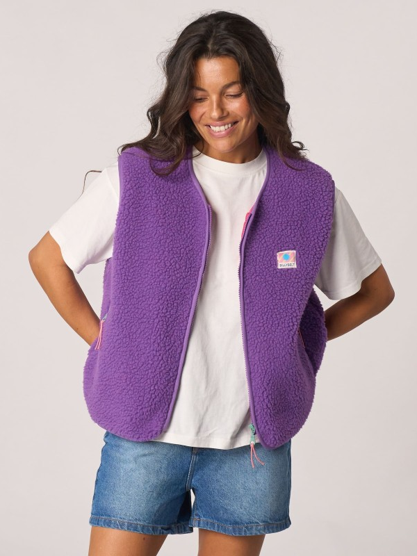 BILLYBELT Sleeveless Sherpa Zip Jacket - Purple