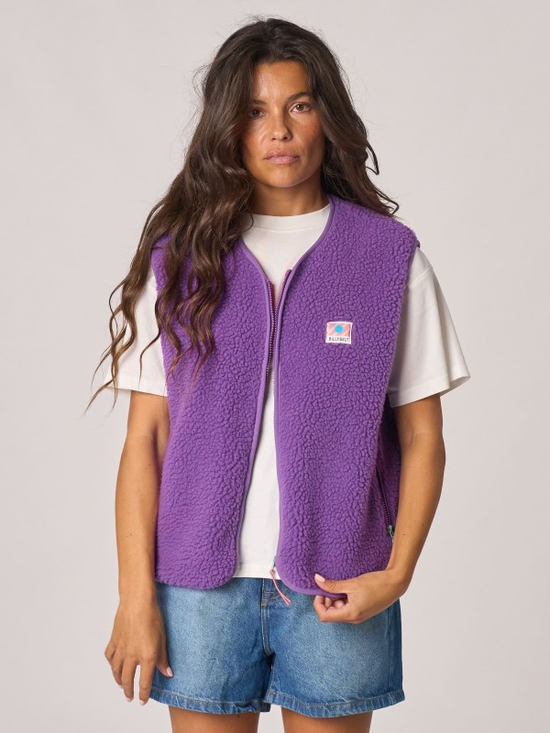 BILLYBELT Sleeveless Sherpa Zip Jacket - Purple