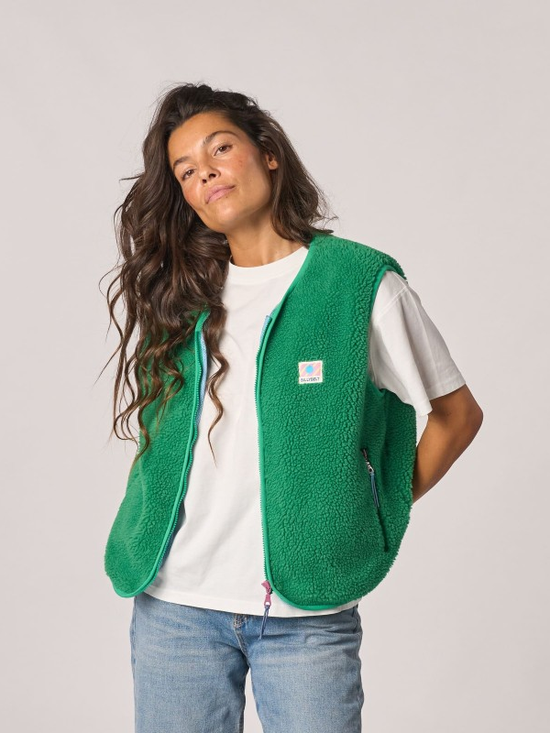 BILLYBELT Sleeveless Sherpa Zip Jacket - Green