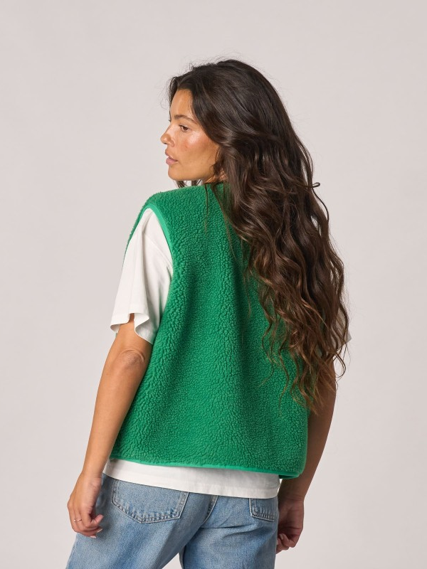 BILLYBELT Sleeveless Sherpa Zip Jacket - Green