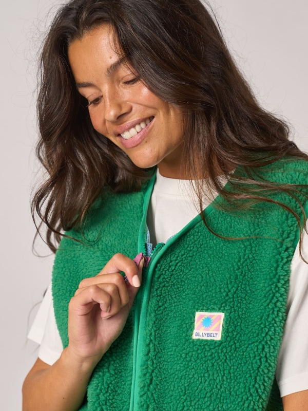 BILLYBELT Sleeveless Sherpa Zip Jacket - Green