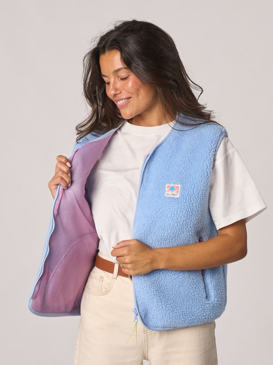 BILLYBELT Sleeveless Sherpa Zip Jacket - Blue