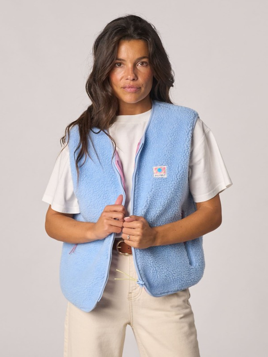 BILLYBELT Sleeveless Sherpa Zip Jacket - Blue
