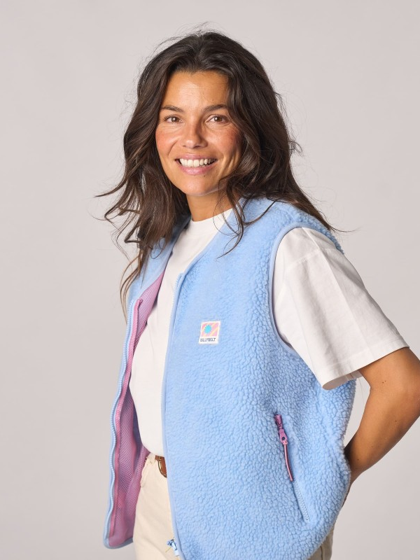 BILLYBELT Sleeveless Sherpa Zip Jacket - Blue