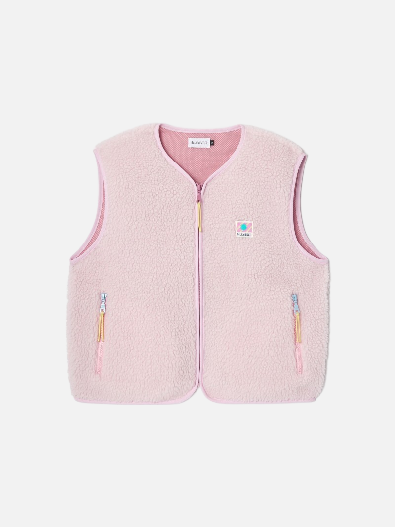 BILLYBELT Sleeveless Sherpa Zip Jacket - Pink