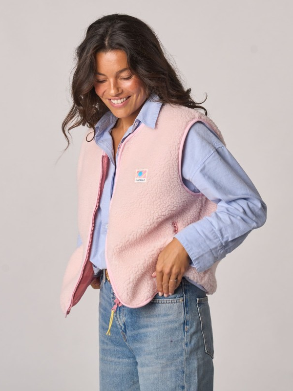 BILLYBELT Sleeveless Sherpa Zip Jacket - Pink