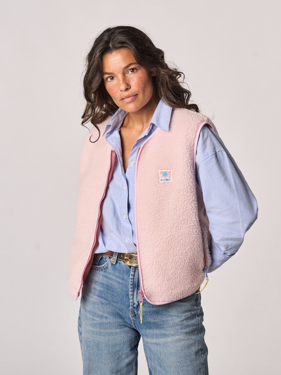 BILLYBELT Sleeveless Sherpa Zip Jacket - Pink