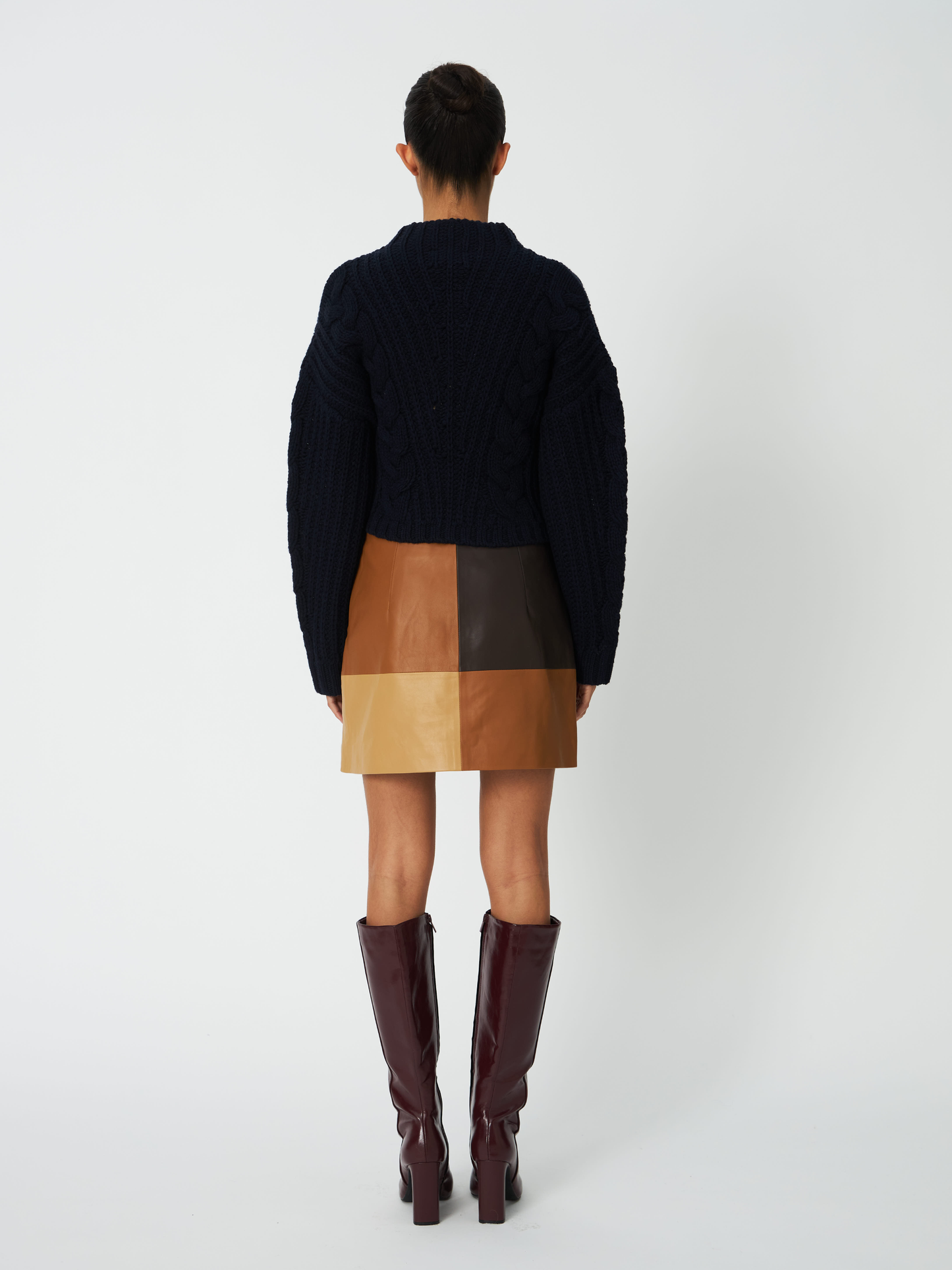 STELLA NOVA Patchwork Leather Skirt