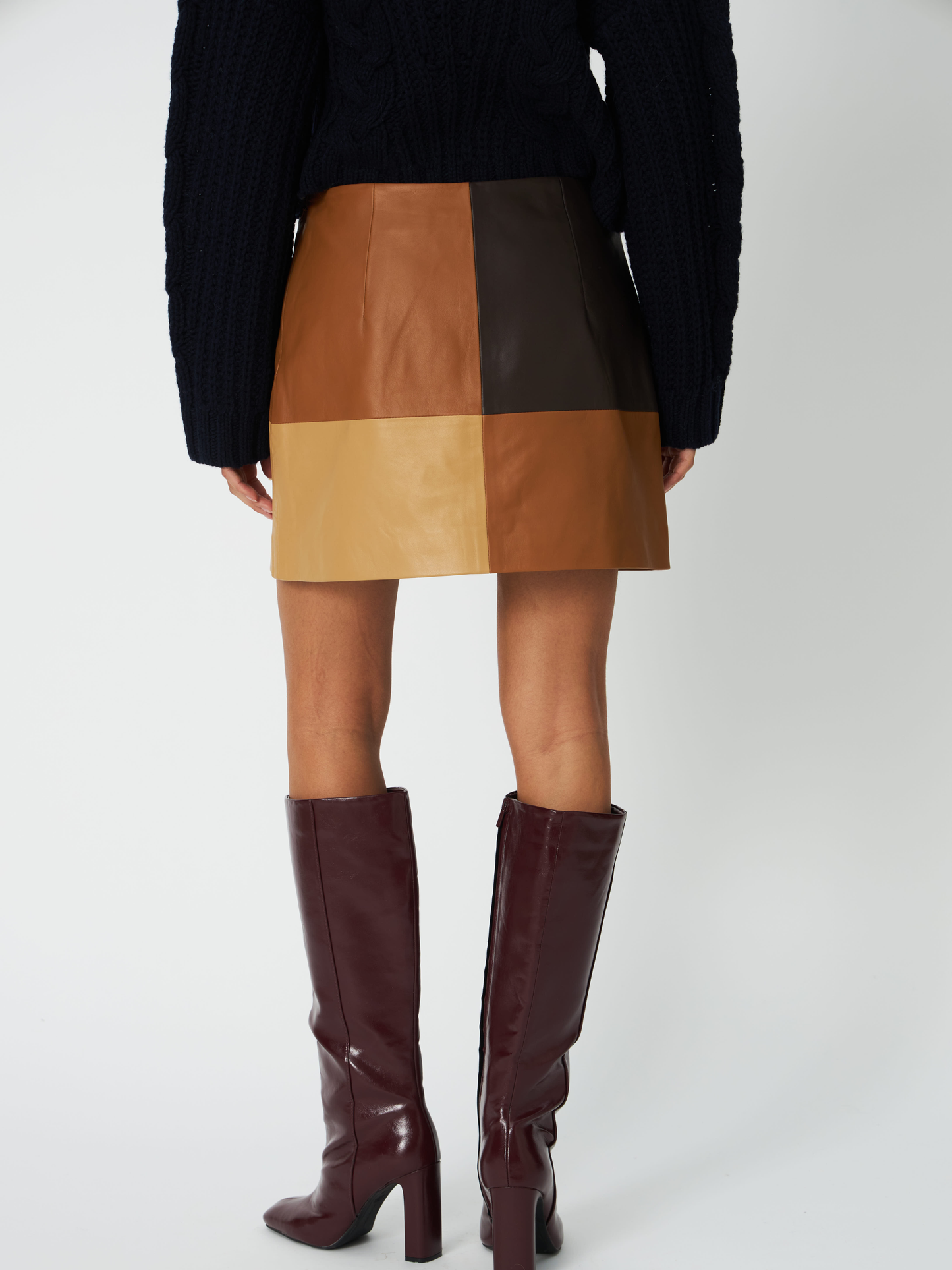 STELLA NOVA Patchwork Leather Skirt