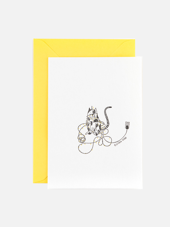 Christmas Lights Cat Karte