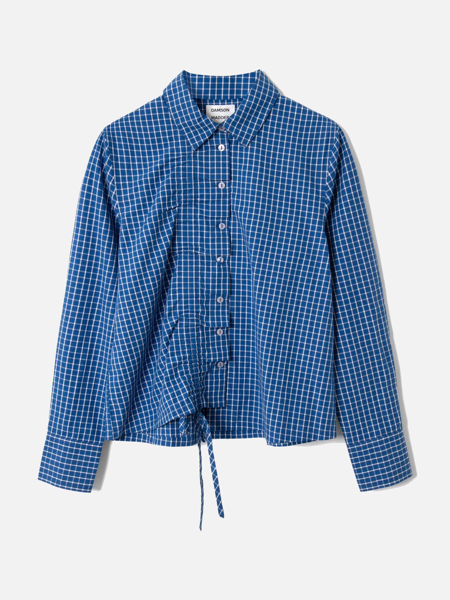 DAMSON MADDER Talia Ruched Shirt - Blue Check