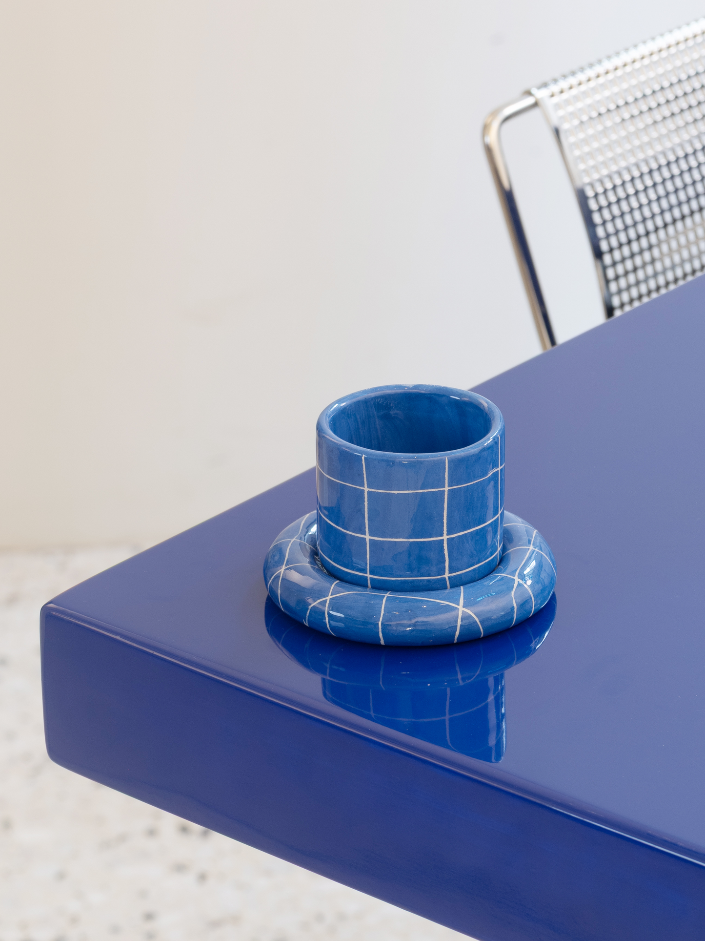 SO MANY BLOBS Mug - Blue Grid