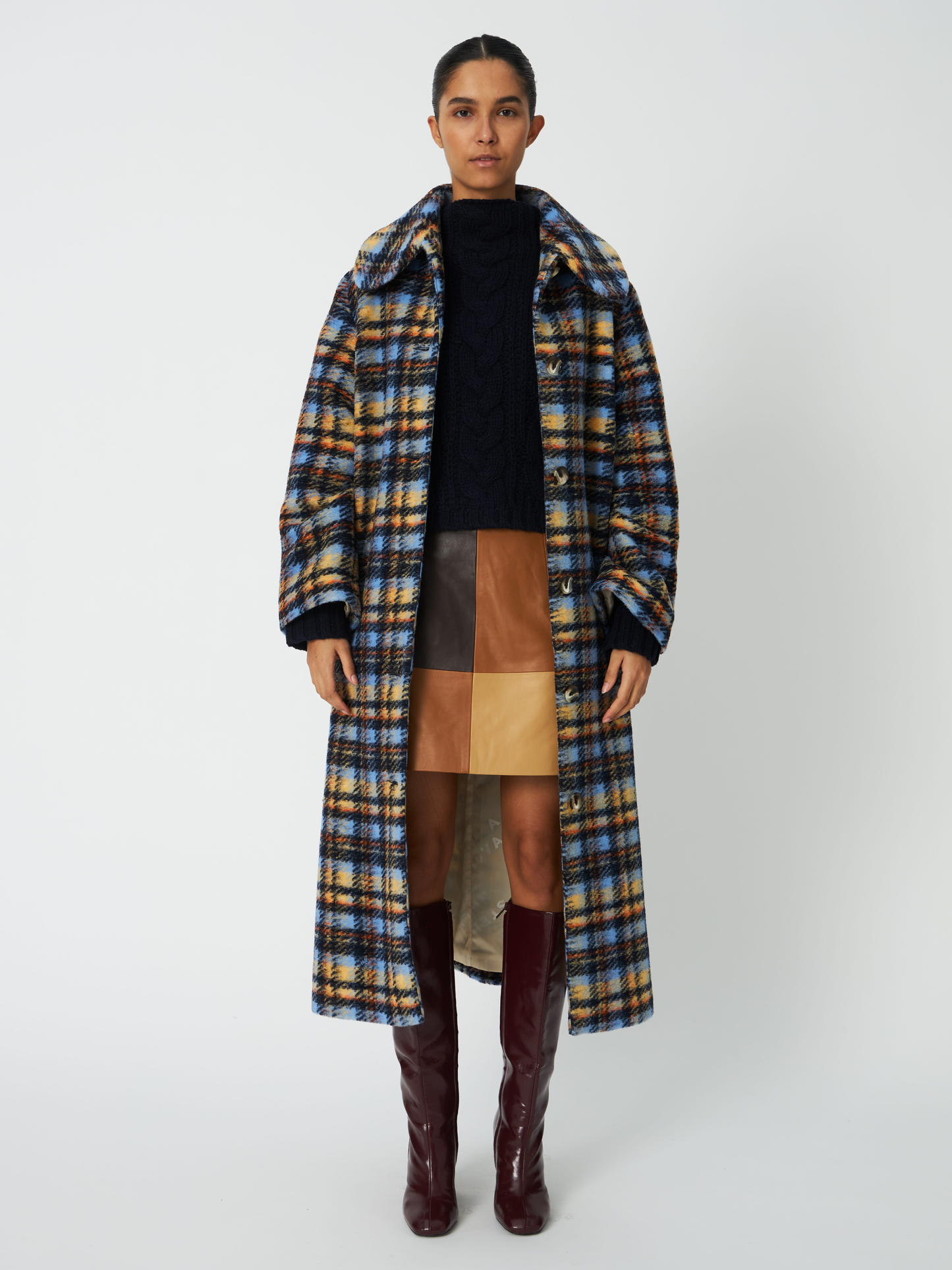 STELLA NOVA Long Wool Checked Coat