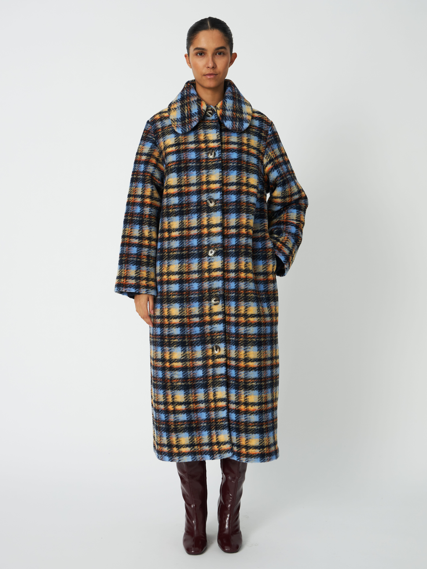 STELLA NOVA Long Wool Checked Coat