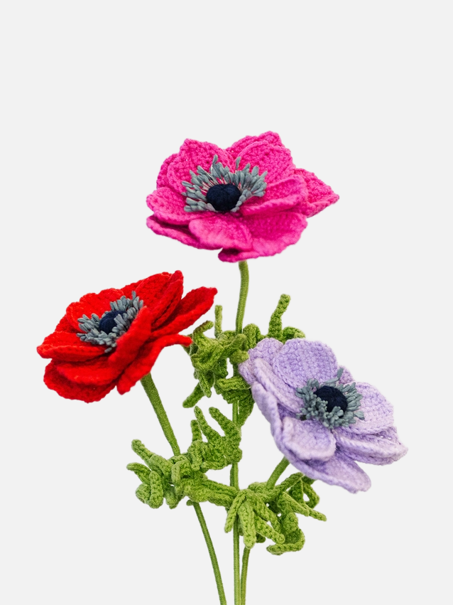 Handmade Crochet Flower - Anemone Red - Diverses