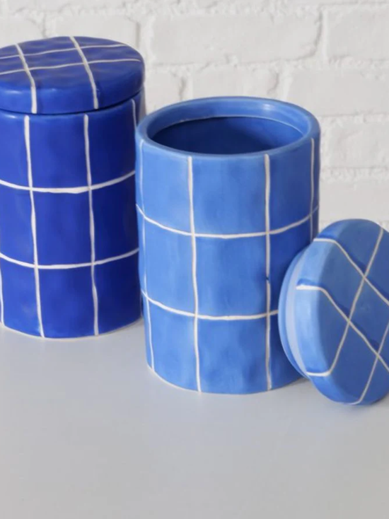 Blue Grid Vorratsdose mit Deckel