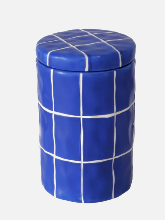 Blue Grid Vorratsdose mit Deckel