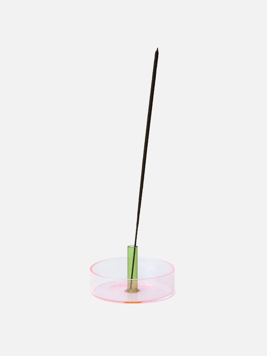 Glass Incense Holder Pink/Green