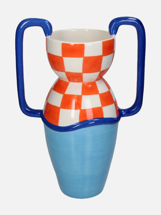 Checkered Blue Vase