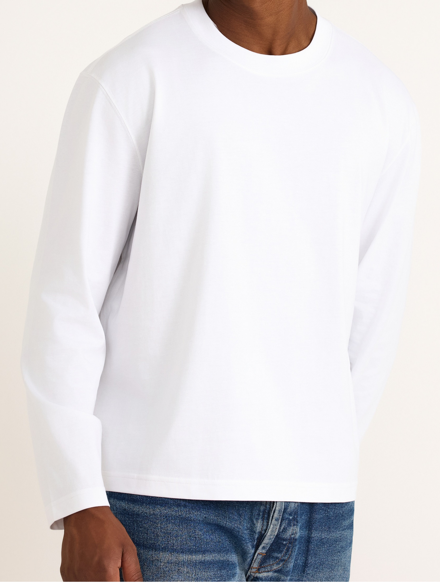 True Heavy Boxy Fit Long Sleeve Tee White
