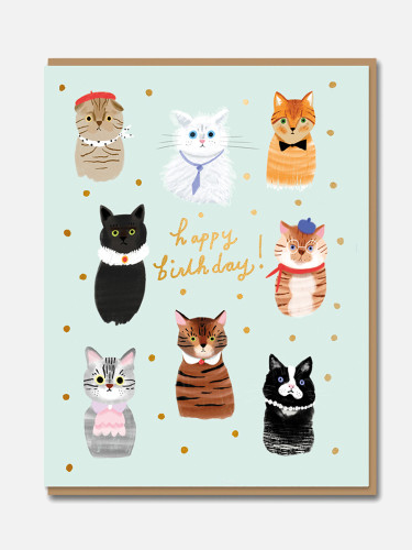 Fancy Cats Happy Birthday Karte