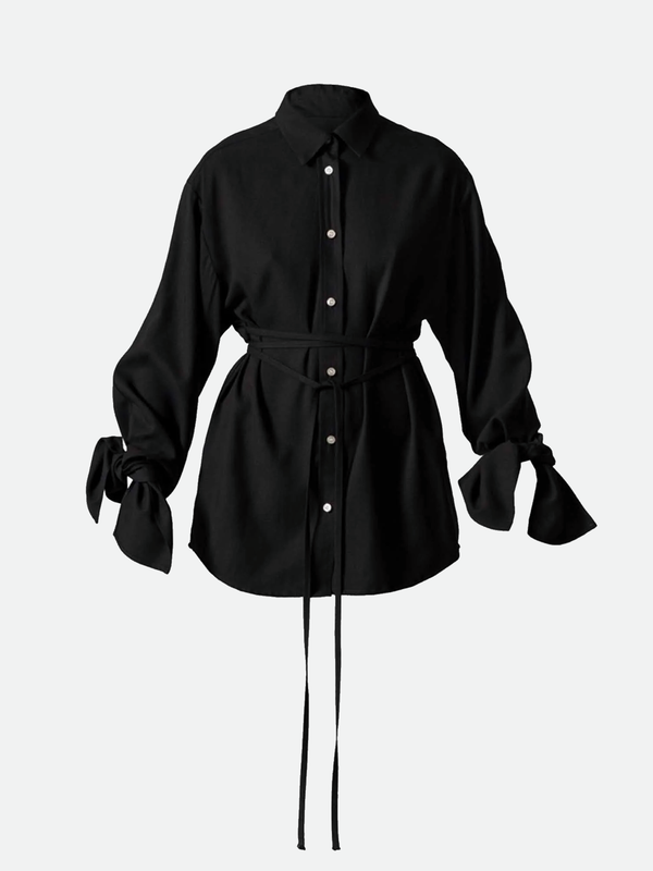 JANA WIELAND Bow Sleeve Shirt / soft black - S - Hemd