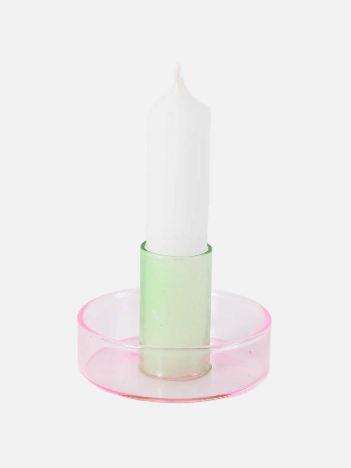 Glass Candleholder Pink/Green