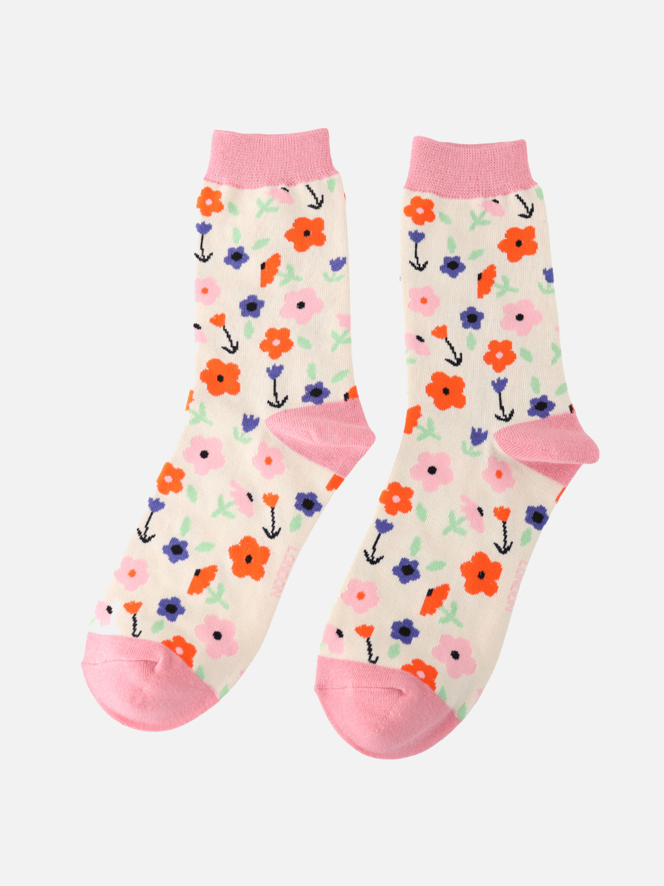 MISS SPARROW Socks Bamboo Little Flowers cream - Socken