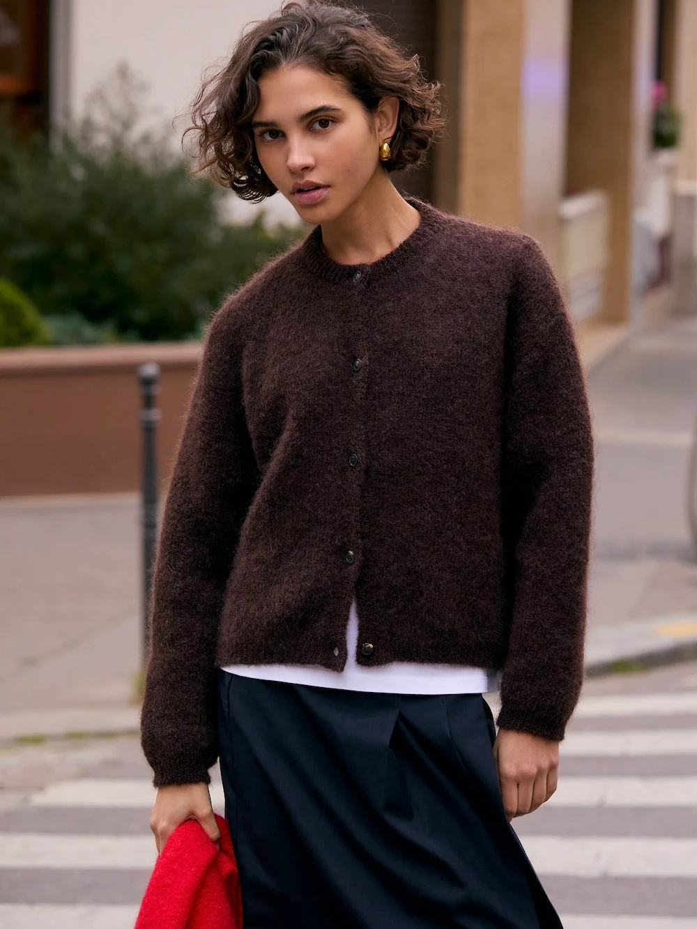 SURPRISE PARIS Olivia Mohair Cardigan - Chocolate